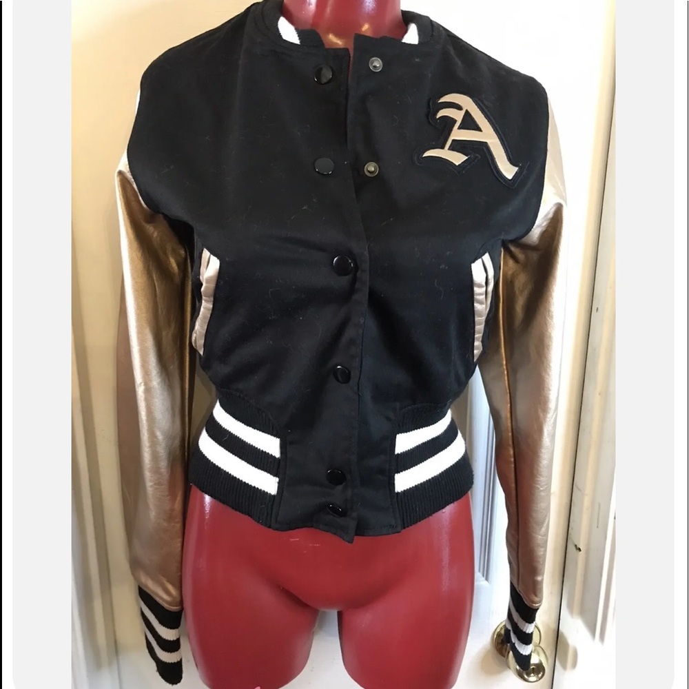 Womens RMT RAWMENTUM black/Gold Varsity Style Jacket - Size S - NWT
